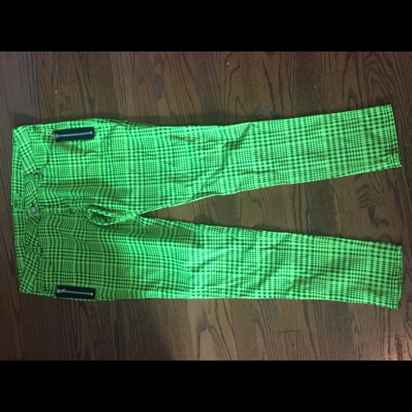 neon plaid pants